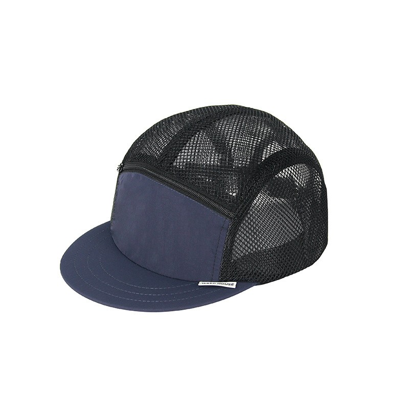 custom highly breathable mesh color block 5 panel cap