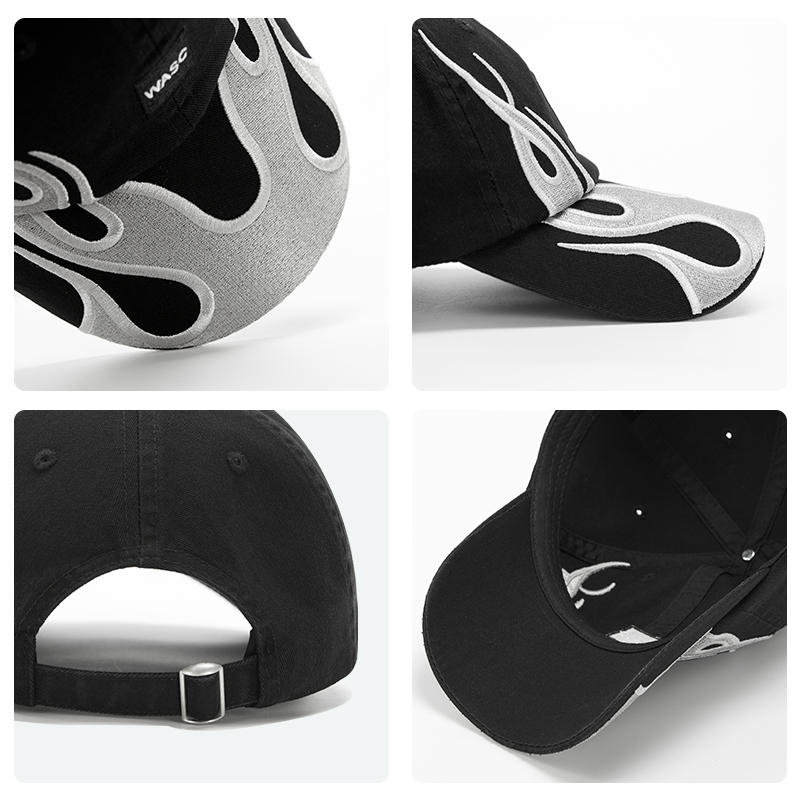 custom embroidered logo & flame embroidery baseball cap