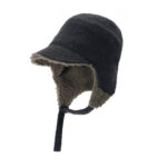 custom sherpa lined trapper hat short visor brim adjustable strap chin tie