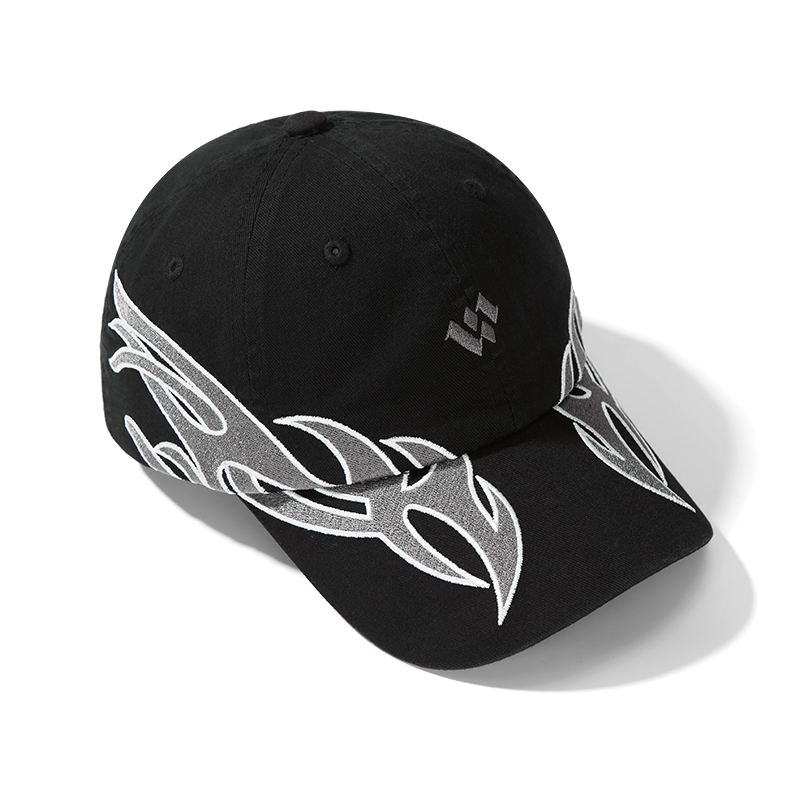 custom flame embroidery streetwear baseball cap