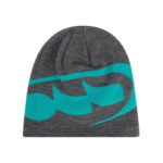 custom abstract curve line jacquard straight knit beanie