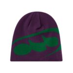 custom abstract curve line jacquard straight knit beanie