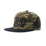 custom camo flat brim cap with 3d embroidery