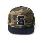 custom camo flat brim cap with 3d embroidery