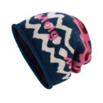 custom camo jacquard slouchy beanie repeating block letter intarsia