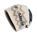 custom camo jacquard slouchy beanie repeating block letter intarsia