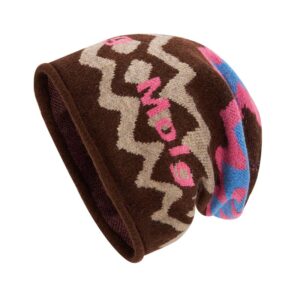custom camo jacquard slouchy beanie repeating block letter intarsia