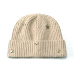 custom chunky vertical rib cuffed beanie multi metal star stud decor