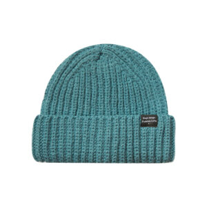 Custom Chunky Vertical Rib Cuffed Knit Beanie Small Rectangular Fabric Label