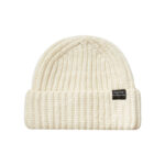 Custom Chunky Vertical Rib Cuffed Knit Beanie Small Rectangular Fabric Label