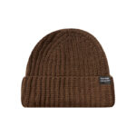 Custom Chunky Vertical Rib Cuffed Knit Beanie Small Rectangular Fabric Label