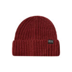 Custom Chunky Vertical Rib Cuffed Knit Beanie Small Rectangular Fabric Label