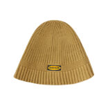 custom chunky vertical rib knit bucket hat oval woven logo patch