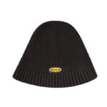 custom chunky vertical rib knit bucket hat oval woven logo patch