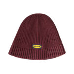 custom chunky vertical rib knit bucket hat oval woven logo patch