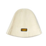custom chunky vertical rib knit bucket hat oval woven logo patch