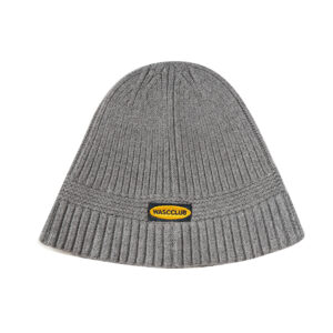 custom chunky vertical rib knit bucket hat oval woven logo patch
