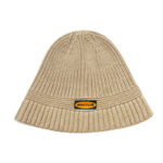 custom chunky vertical rib knit bucket hat oval woven logo patch