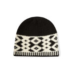 custom color block geometric diamond jacquard knit beanie vertical stripe hem