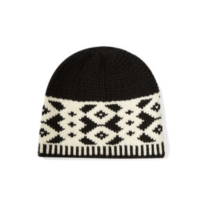 custom color block geometric diamond jacquard knit beanie vertical stripe hem