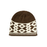 custom color block geometric diamond jacquard knit beanie vertical stripe hem