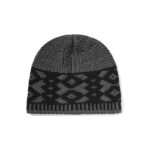 custom color block geometric diamond jacquard knit beanie vertical stripe hem