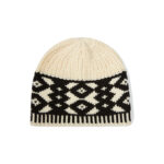 custom color block geometric diamond jacquard knit beanie vertical stripe hem