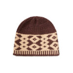 custom color block geometric diamond jacquard knit beanie vertical stripe hem