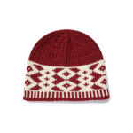 custom color block geometric diamond jacquard knit beanie vertical stripe hem