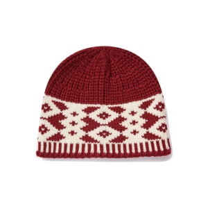 custom color block geometric diamond jacquard knit beanie vertical stripe hem