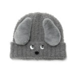 custom curly plush cuffed beanie dual furry puppy ear