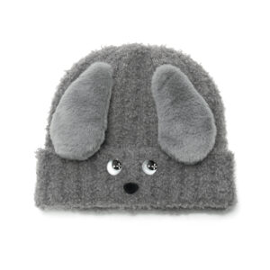 custom curly plush cuffed beanie dual furry puppy ear
