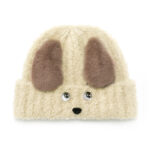 custom curly plush cuffed beanie dual furry puppy ear