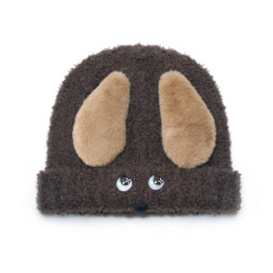 custom curly plush cuffed beanie dual furry puppy ear