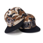 custom desert camo flat brim cap with flat embroidery