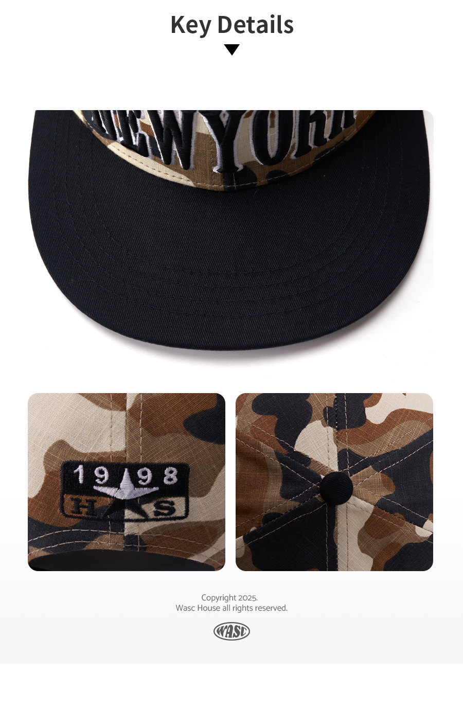 custom desert camo flat brim cap with flat embroidery