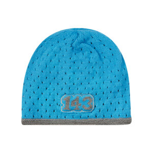 custom eyelet mesh knit beanie border trim number patch embroidery hat