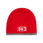custom eyelet mesh knit beanie border trim number patch embroidery hat