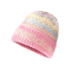 custom fair isle zigzag striped cuffed beanie script word jacquard knit hat