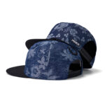 custom flat brim cap with 3d cherry blossom embroidery