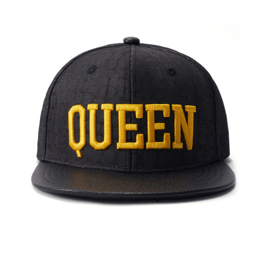 custom flat brim cap with 3d embroidery and pu leather brim