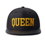 custom flat brim cap with 3d embroidery and pu leather brim