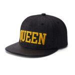 custom flat brim cap with 3d embroidery and pu leather brim