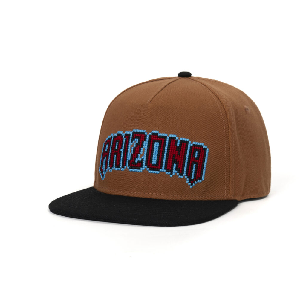 custom flat brim cap with 3d embroidery & trim edges