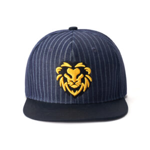 custom flat brim cap with 3d lion embroidery