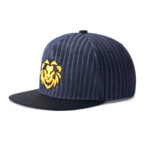 custom flat brim cap with 3d lion embroidery