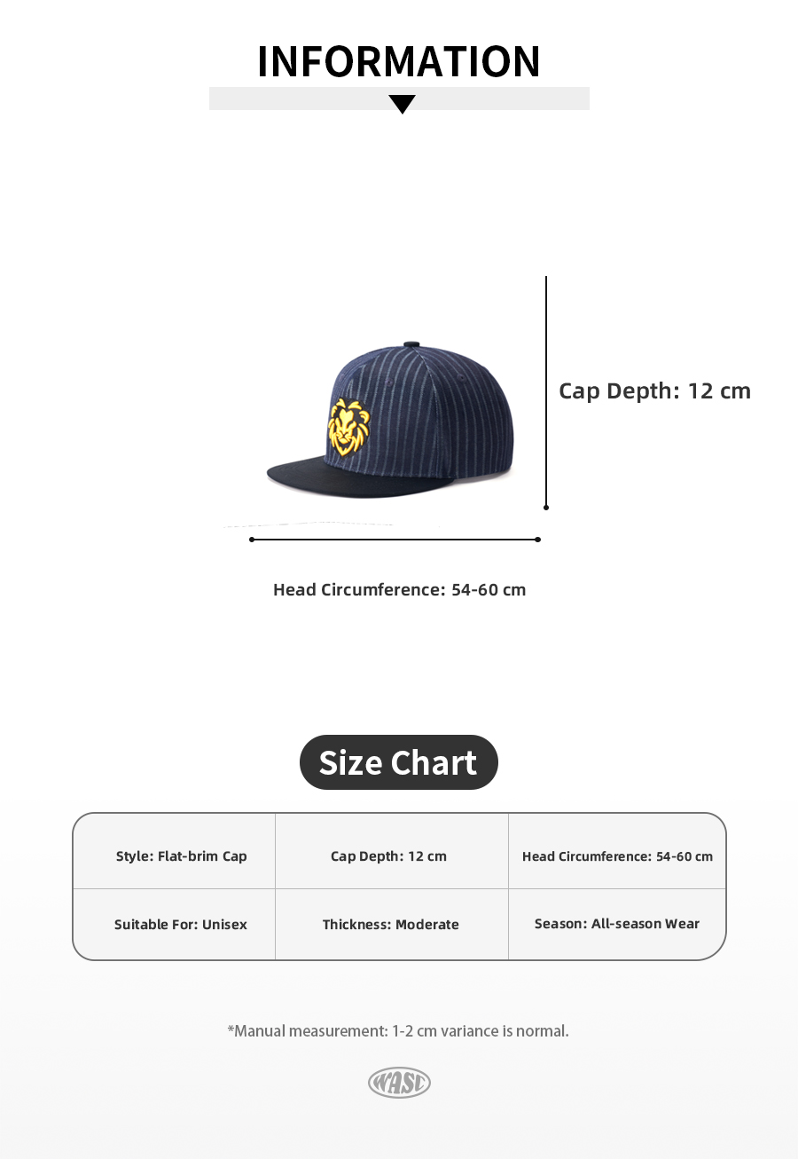custom flat brim cap with 3d lion embroidery