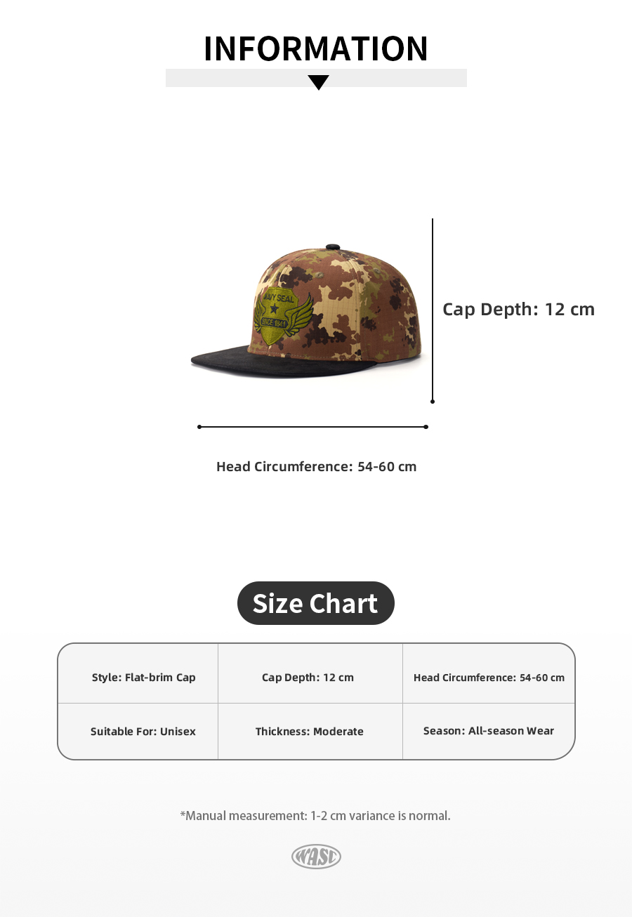 custom flat brim cap with camo patch embroidery and leather brim
