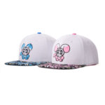custom flat brim cap with cartoon embroidery