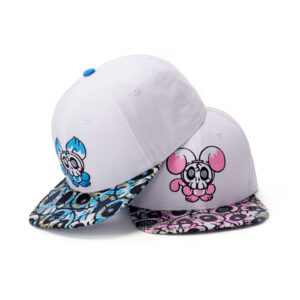 custom flat brim cap with cartoon embroidery